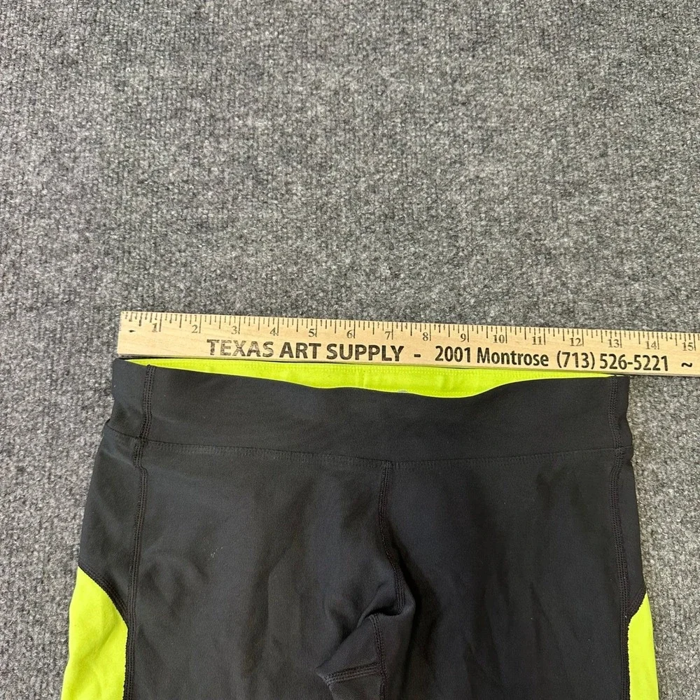 Nike Leggings Womens Size S Black Neon Yellow Dri-Fit Cropped Running
